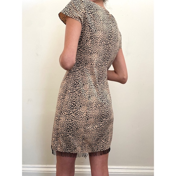 Vintage Leopard Beaded Fringe Trim Dress Medium - Picture 3 of 5